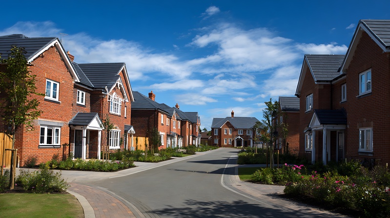 Newly constructed houses on a recently developed
