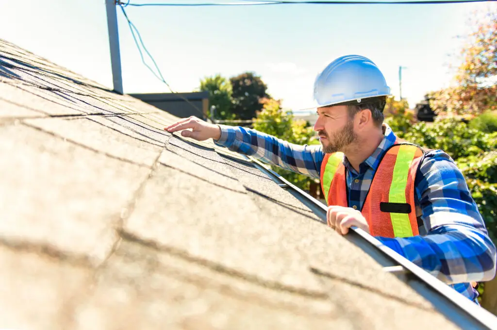 Roof Inspection Man with Hard Hat